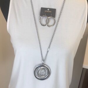 Chico’s silver tone Circles necklace and matching earrings set